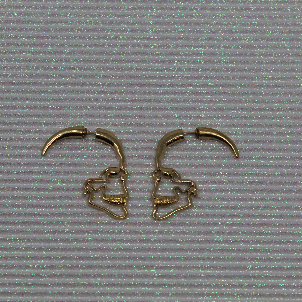Gold Skull/Skeleton Silouhette Earrings
